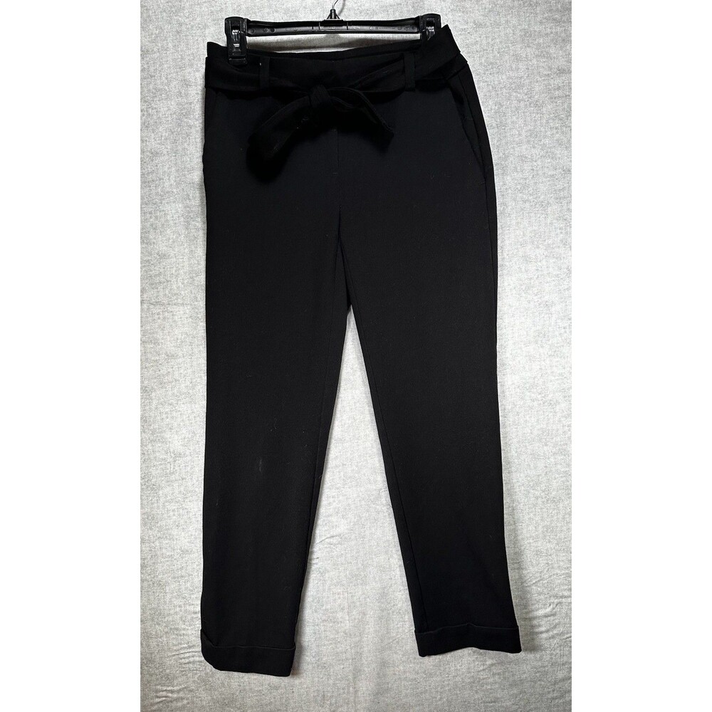 Ann Taylor LOFT Womens Cropped Belt Tie Pants Size 0 Cuffed Hem Stretch